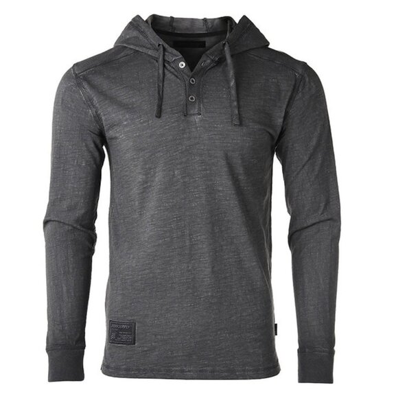 NWT - Men's Long Sleeve Lightweight Fashion Hooded Henley - Picture 2 of 6